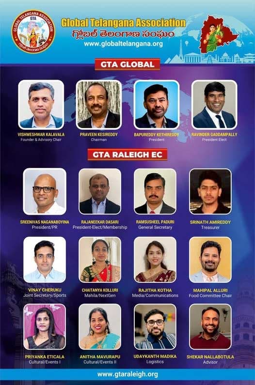 Global Telangana Association Announces New Executive Committee Members For Gta Global And Raleigh Chapter 377179