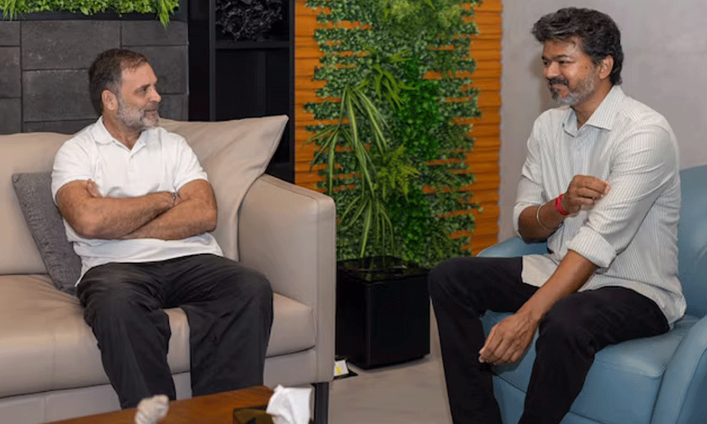 ఢిల్లీలో టెన్షన్.. చెన్నైలో అటెన్షన్ : రాహుల్, సీఎం విజయ్ కీలక భేటీ ఢిల్లీలో టెన్షన్.. చెన్నైలో అటెన్షన్ : రాహుల్, సీఎం విజయ్ కీలక భేటీ