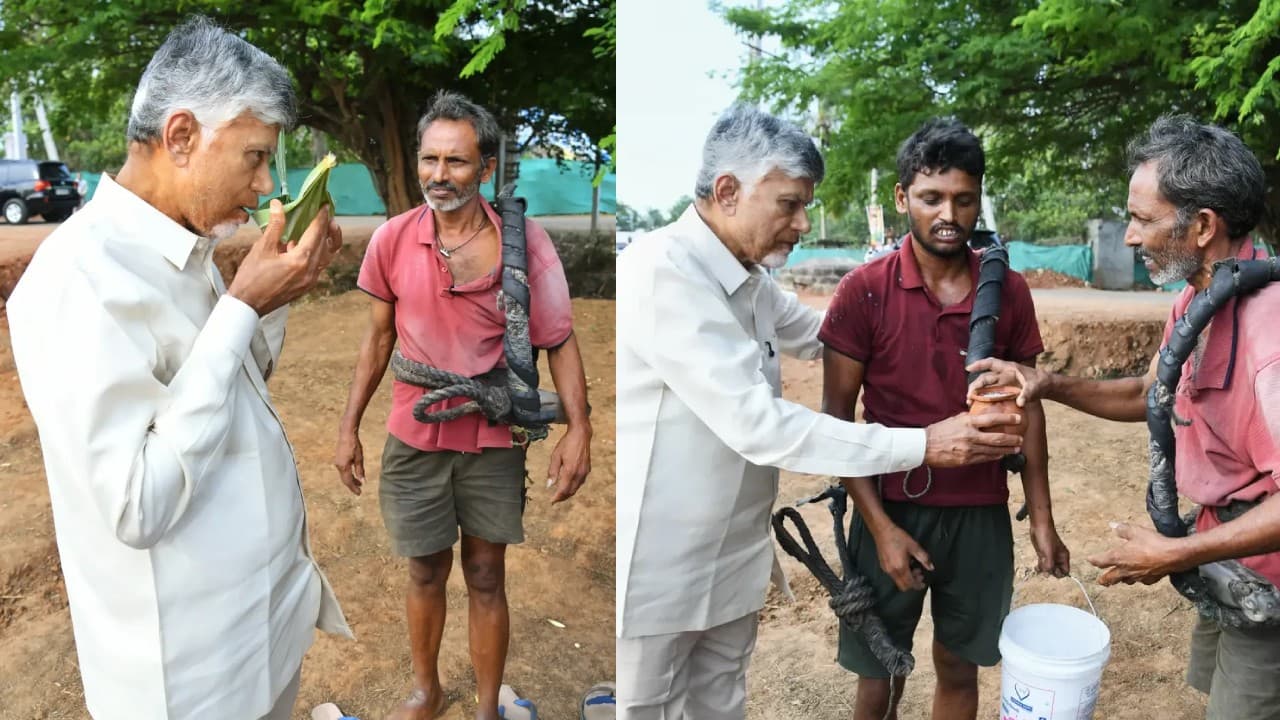 తాటి కల్లు తాగిన సీఎం చంద్రబాబు.. ఫొటోలు
